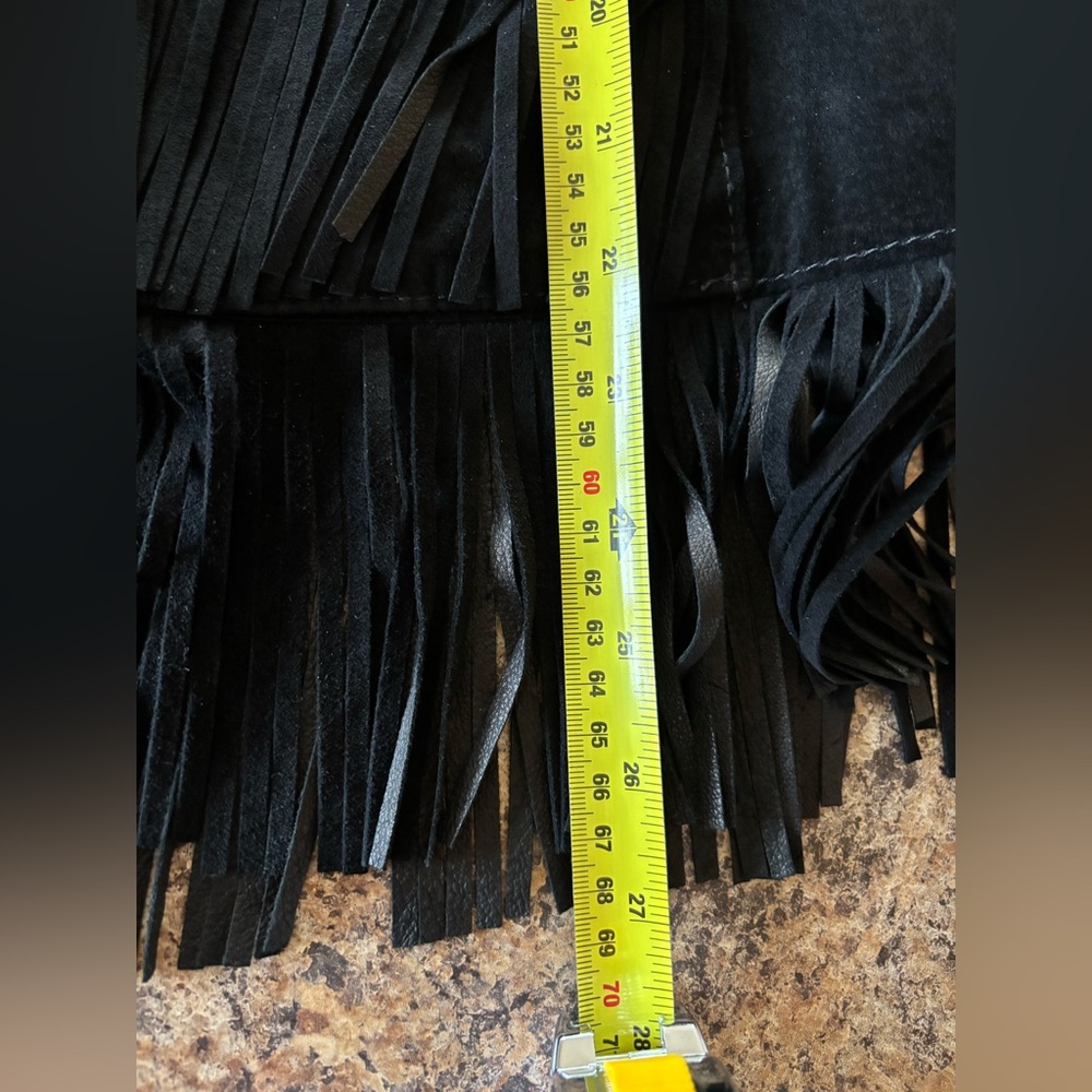 Black Suede Fringe Leather Jacket by - Picture 11 of 16